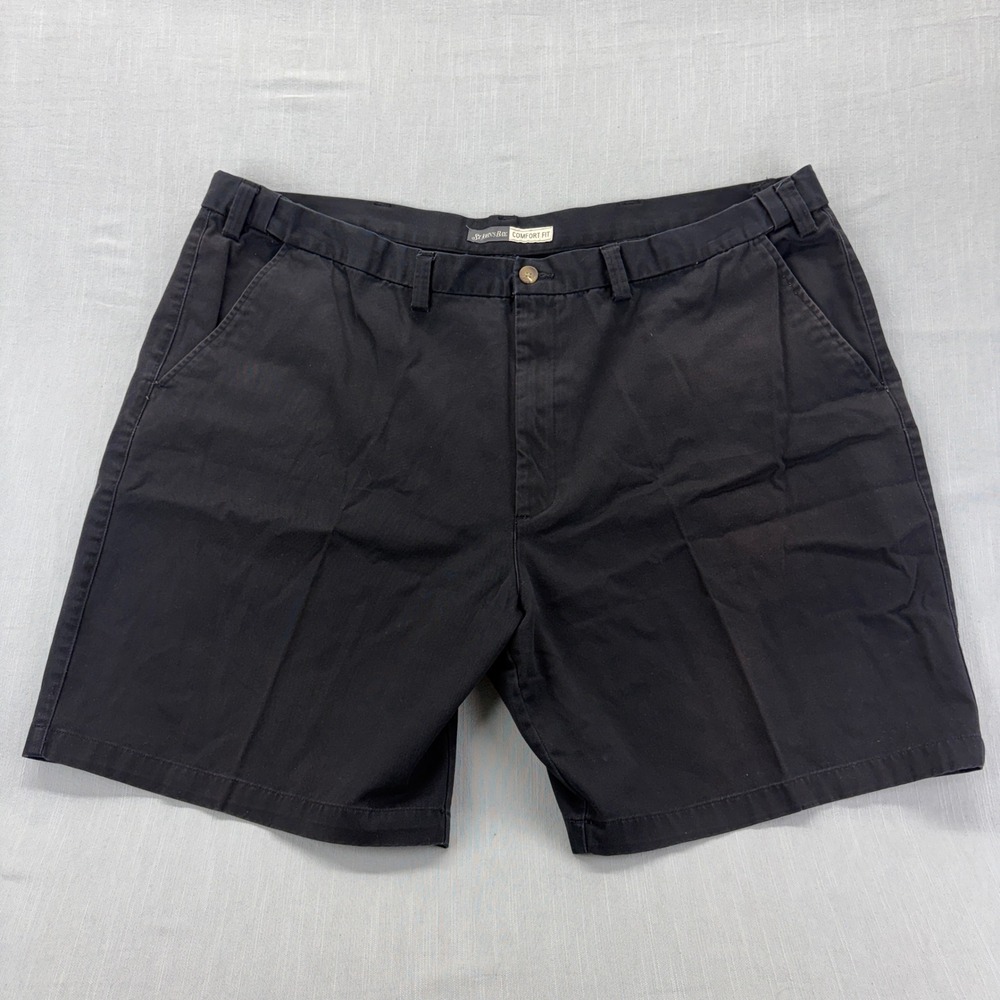 St. John's Bay Shorts Mens 48W Comfort Fit Black Cotton Chino Flat Front